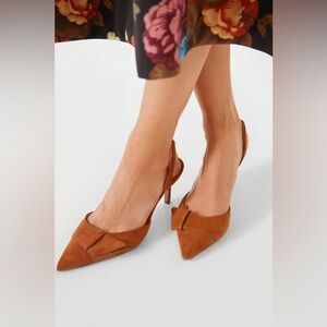 NEW VERONICA BEARD Lisbeth Suede Slingback Pump In Caramel Suede Size 8